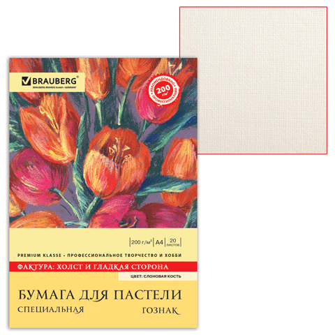 Папка д/пастели А4 20л. (слон кость, холст)