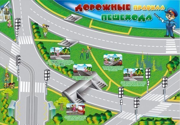 Стенд"Дорожные правила пешехода" + комплект магнитов (1000*700 мм, магнитно-маркерный)