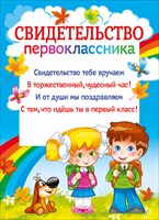 Свидетельство первоклассника( Формат А-5)
