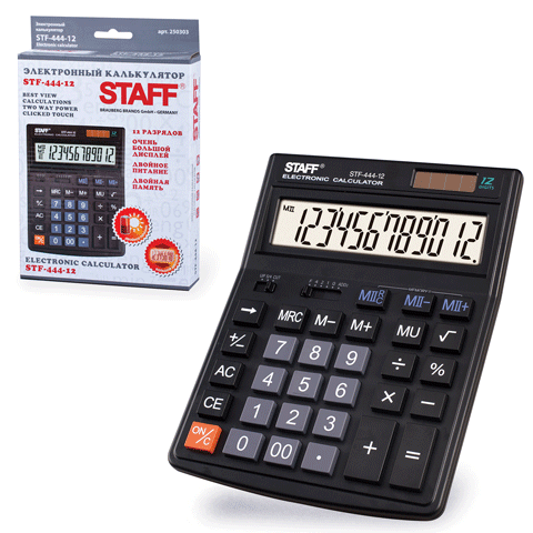 Калькулятор наст.12разр."STAFF" STF-444-12 199*153 мм
