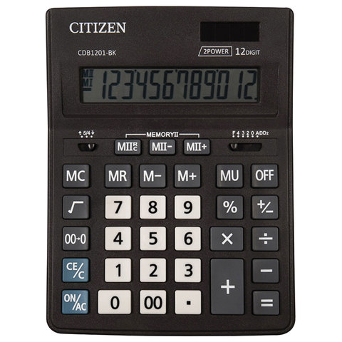 Калькулятор наст.12разр."CITIZEN" BUSINESS LINE CDB1201 BK 12 разрядов, 157*200 мм