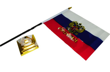 Флаг со штоком на подставке ткань, пласт.герб 15х22,5 см