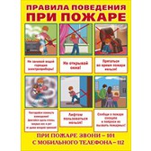 Пл.Правила поведения при пожаре(картон, размер 440*596 мм)