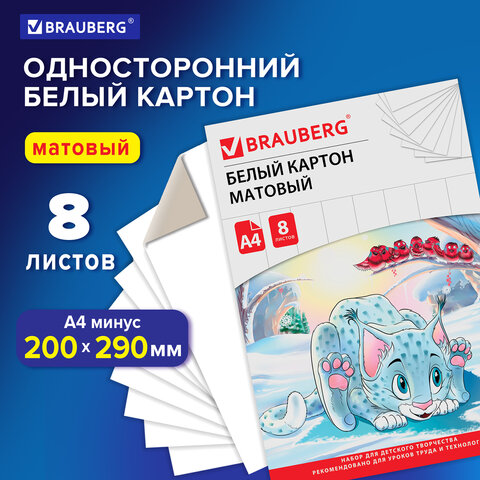 Картон белый А4 8л. немелованный