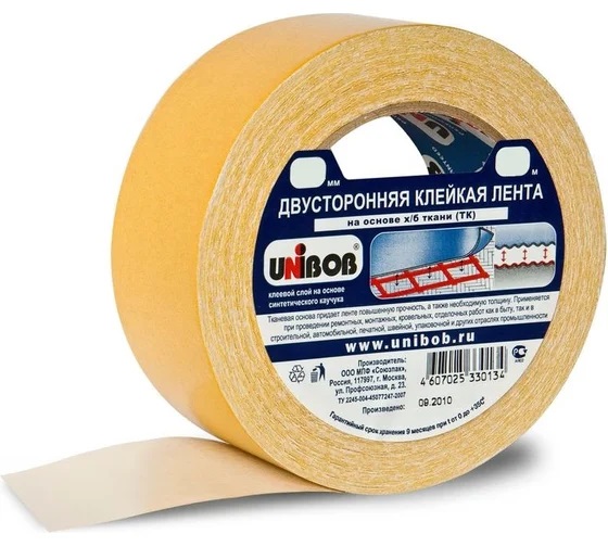 Скотч 50мм*25м двусторонняя тканевая лента UNIBOB