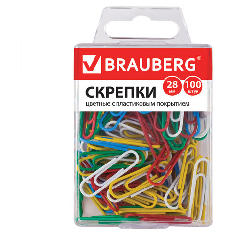 Скрепки 28мм.100шт.пластик.уп.