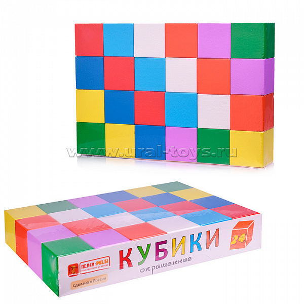 Кубики "Цветные" (24 штук) дерево