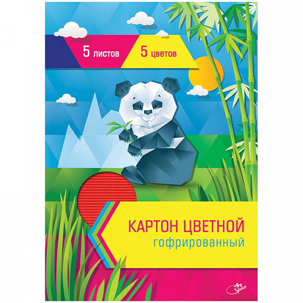 Картон цвет. А4 05л.5цв.гофрированный