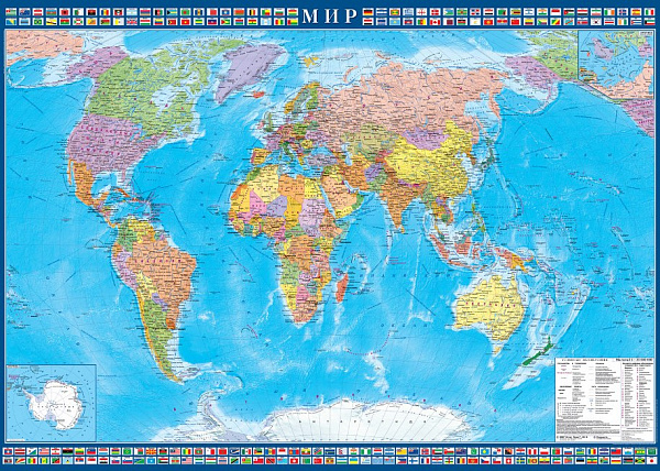 Политическая карта мира 1:25/ размер 143x102 с Крымом