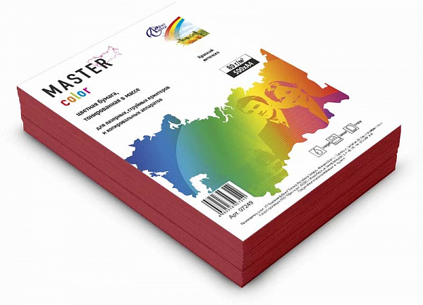 Бумага офисная цветная MASTER COLOR" 500л. 80г. ИНТЕНСИВ красная