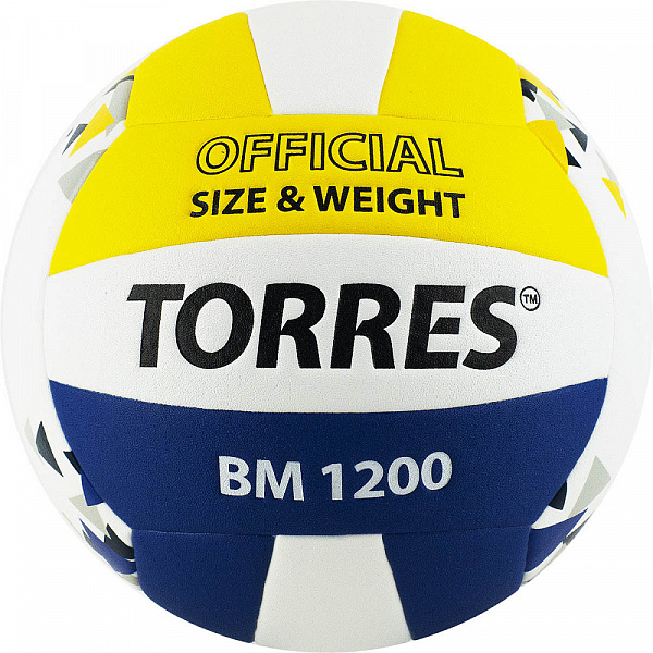 Мяч волейбольный TORRES BM1200, микрофибра, клееный, 18 панелей, размер 5