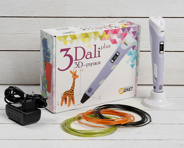 3D ручка 3Dali Plus, ABS и PLA, KIT FB0021P, фиолетовая (+ трафарет и пластик)